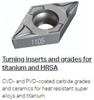 Turning inserts / grades for titanium / HRSA