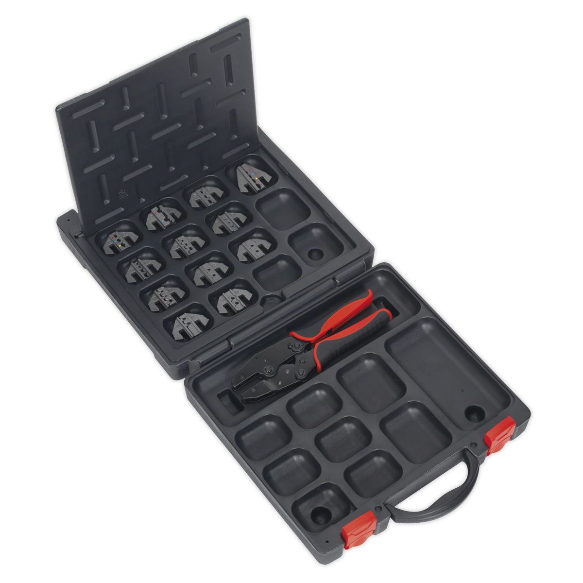 Ratchet Crimping Tool with Jaws and Storage Case