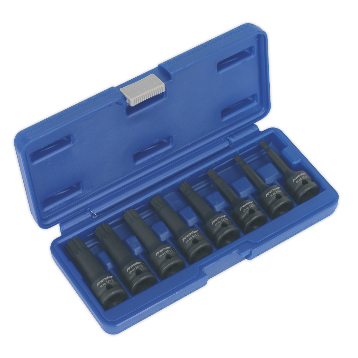 Spline Impact Socket Bit Set 8pc 1/2"Sq Drive