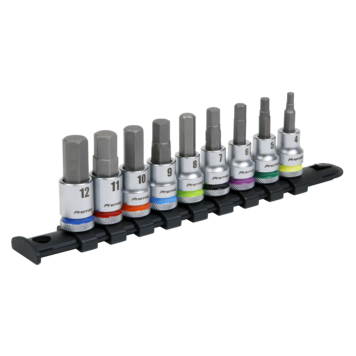 Hex Socket Bit Set 9pc 3/8"Sq Drive  - Premier Platinum