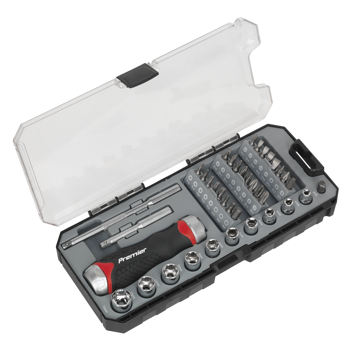 Fine Tooth Ratchet Screwdriver Socket & Bit Set 38pc