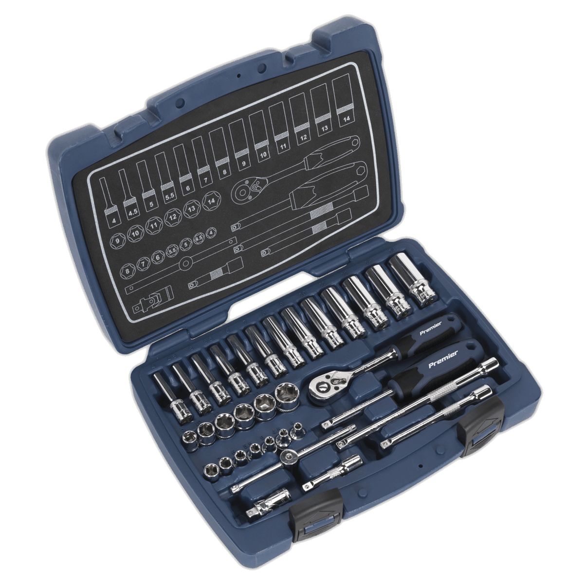Socket Set 33pc 1/4"Sq Drive 6pt WallDrive• Metric