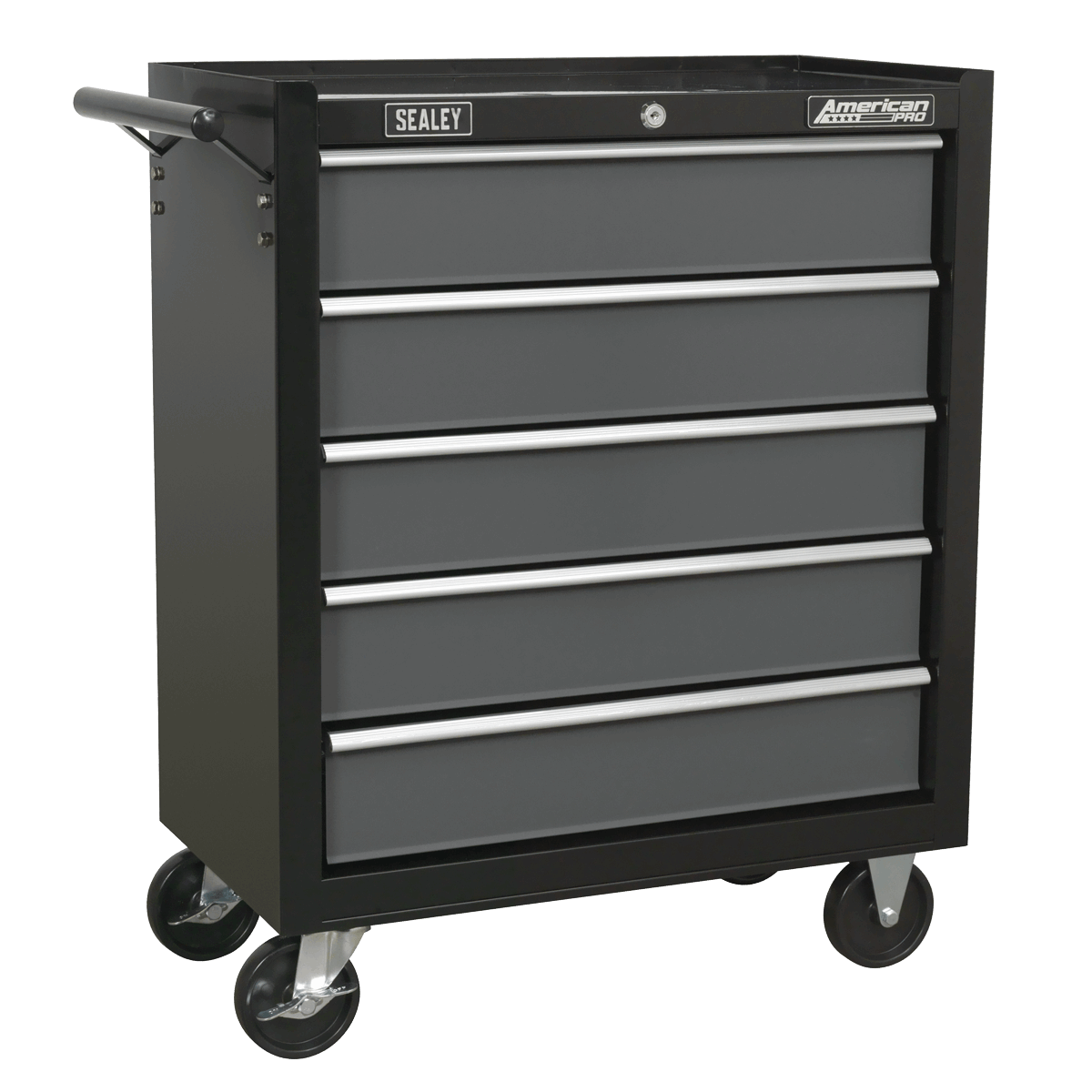 Rollcab 5 Drawer with Ball-Bearing Slides - Black/Grey
