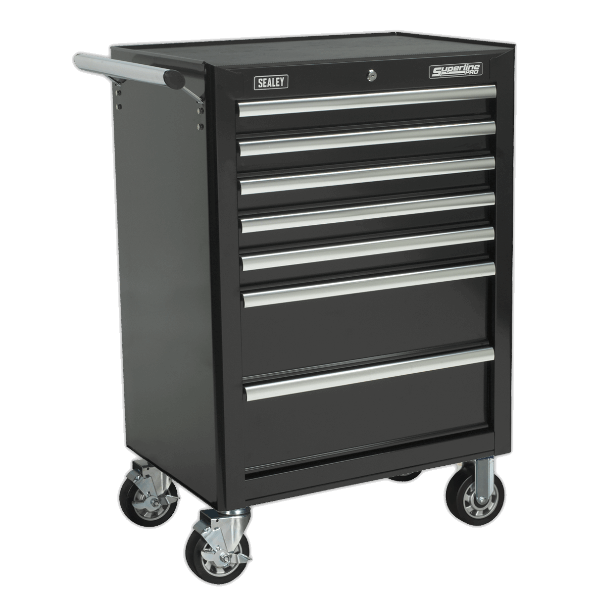 Rollcab 7 Drawer with Ball-Bearing Slides - Black