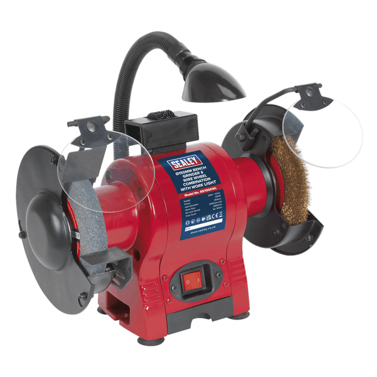 150mm Bench Grinder & Wire Wheel Combination with Worklight 250W/230V