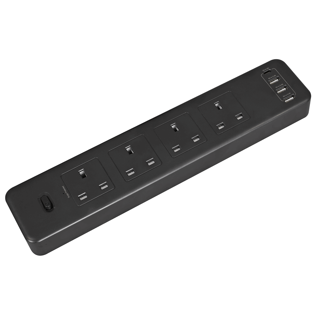 Extension Lead 2.6m with USB Ports - Black