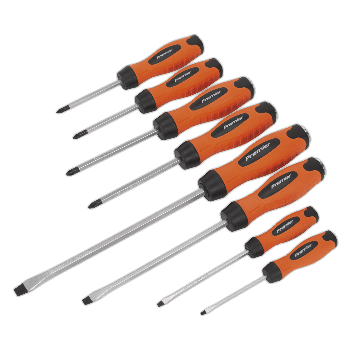Screwdriver Set 8pc Hammer-Thru Hi-Vis Orange