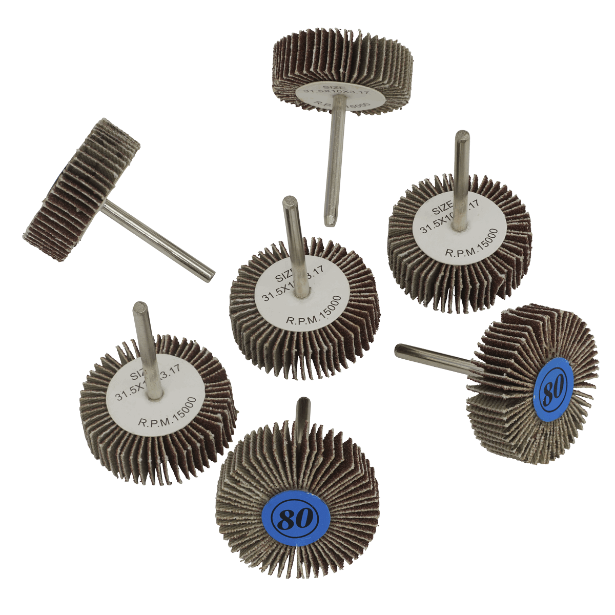 Rotary Tool Abrasive Flap Wheel Set 7pc •30mm