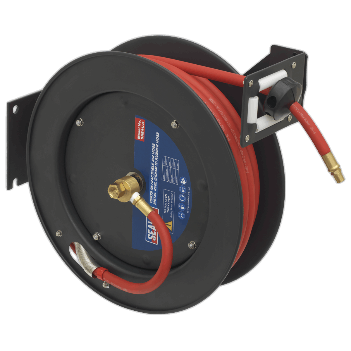 Retractable Air Hose Metal Reel 15m •10mm ID Rubber Hose