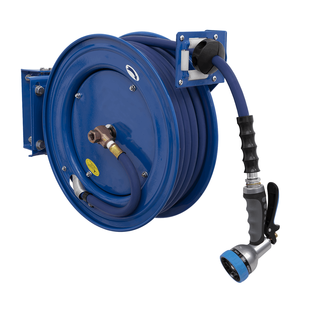 Heavy-Duty Retractable Water Hose Reel 15m •13mm ID Rubber Hose